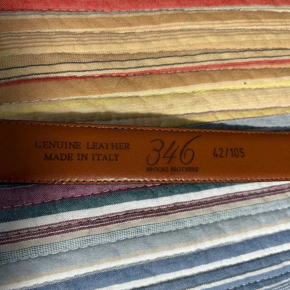 Brooks Brothers 346 Mens Black Leather Dress Belt Made in Italy Size 42/105